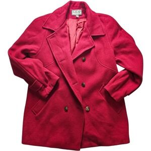 Mario De Pinto Vintage Red Wool Blend Pea Coat Double Breasted Jacket USA 6P